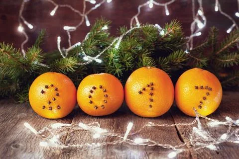 Christmas decorations with oranges Stock Photos