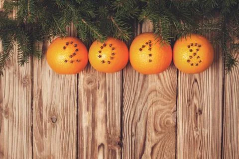 Christmas decorations with oranges Stock Photos