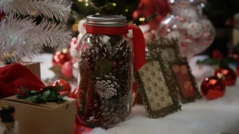Christmas Decorations, Ornaments and Frames Stock Footage 121817889