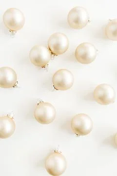 Christmas decorations pattern on white background. Flat lay, top view holiday Stock Photos