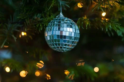Christmas decorations on a pine tree Фото