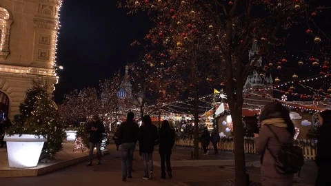Christmas decorations on Red square and Kremlin in Moscow, Russia Stock Footage 83717258