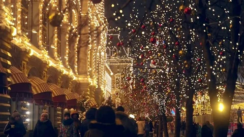 Christmas decorations on the Red Square Stock Footage 71339616