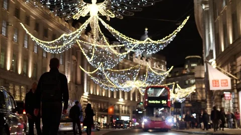 Christmas decorations, Regent Street, London 23/11/17 Stock Footage