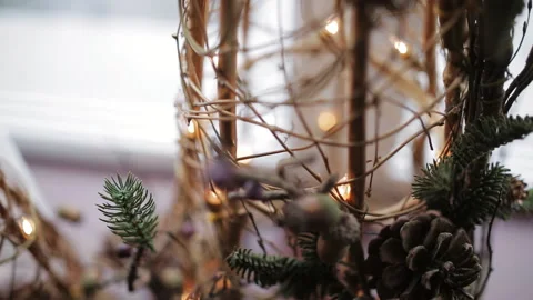 Christmas decorations in the restaurant. Stock Footage 117418298
