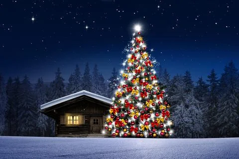 Christmas decorations on rustic wood background Stock Illustration