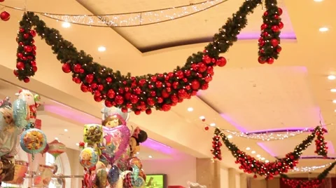 Christmas decorations in shopping centre Stock Footage 44640065