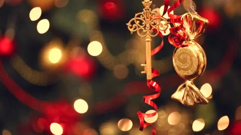 Christmas decorations in a smooth blur Stock Footage 57682943