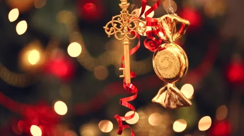 Christmas decorations in a smooth blur Stock Footage 57682954
