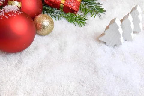 Christmas decorations in the snow Stock Photos