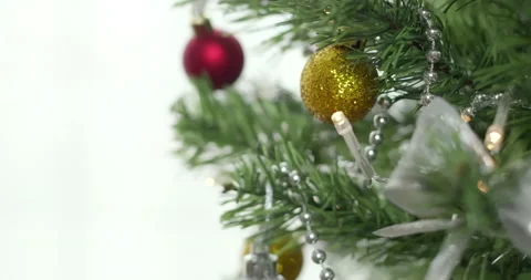 Christmas decorations on spruce branches. 스톡 동영상 144273863