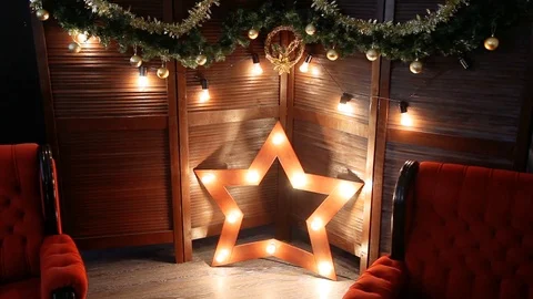 Christmas decorations. star with backlight Stock Footage 120945557