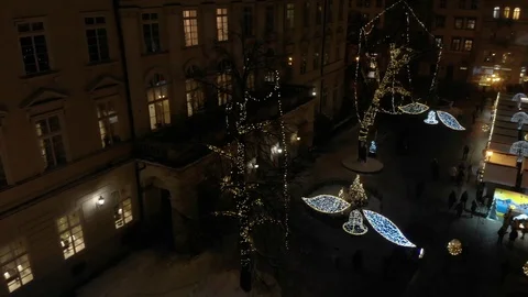 Christmas decorations. Strings of lights umbrella Stock Footage 126267209