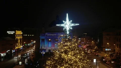 Christmas decorations. Strings of lights umbrella 스톡 동영상 126267585