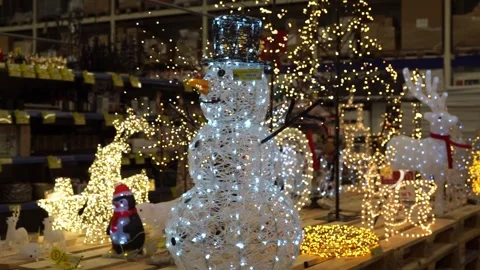 Christmas decorations in the supermarket Stock Footage 258477326