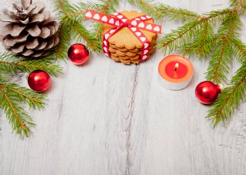 Christmas decorations on the table Foto stock
