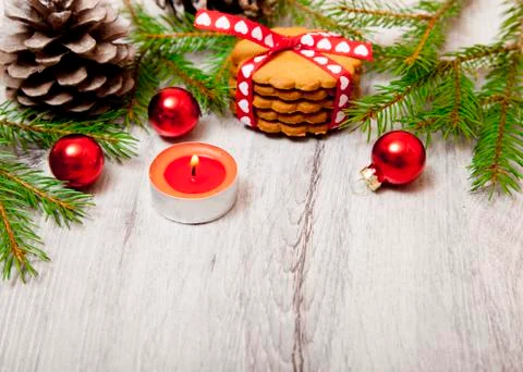 Christmas decorations on the table Stock Photos