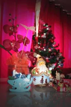 Christmas decorations on a table Stock Photos