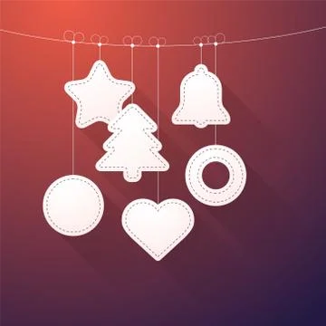 Christmas decorations on a thread with shadow Stock Illustration