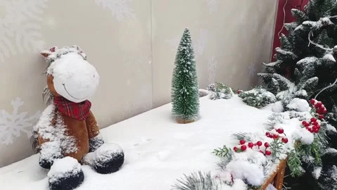 Christmas decorations on a tree and table. Stock Footage 324904142