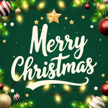 Christmas decorations tree branches garlands Stock Illustration
