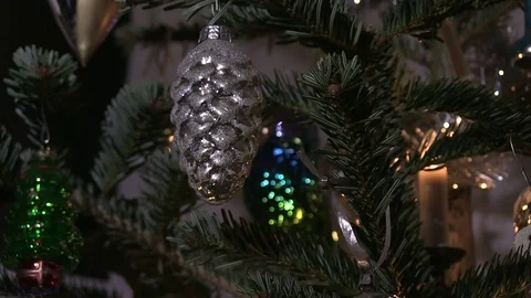 Christmas decorations in a tree Stock Footage 70841665