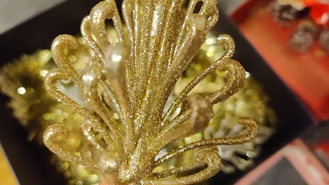 Christmas decorations on the tree. Macro shooting Stock Footage 150650571