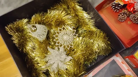 Christmas decorations on the tree. Macro shooting Stock Footage 150650577