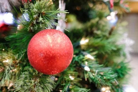Christmas decorations on a tree Stock Photos