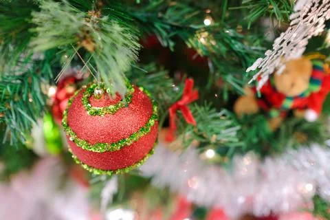 Christmas decorations on a tree Stock Photos