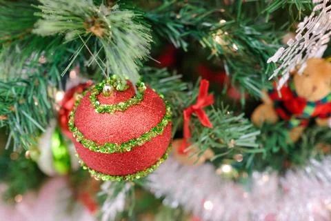 Christmas decorations on a tree Stock Photos