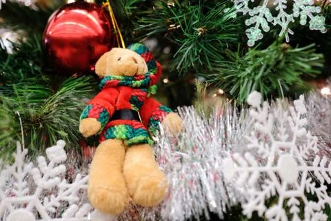 Christmas decorations on a tree Stock Photos