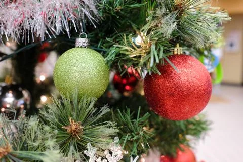 Christmas decorations on a tree Stock Photos