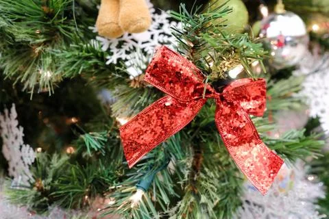 Christmas decorations on a tree Foto stock