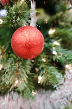 Christmas decorations on a tree Stock Photos