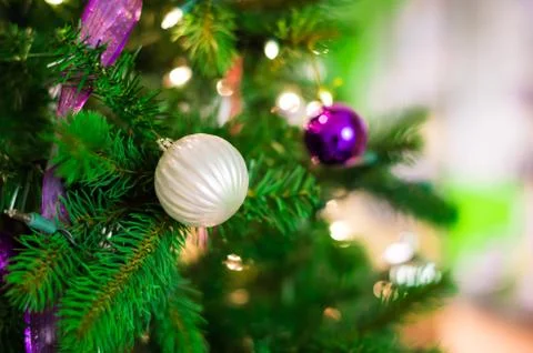 Christmas decorations on a tree Stock Photos