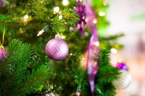 Christmas decorations on a tree Stock Photos