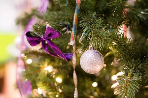 Christmas decorations on a tree Stock Photos