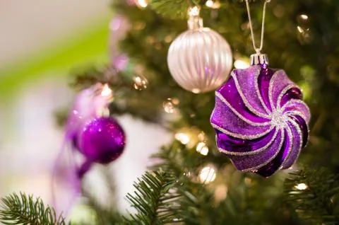 Christmas decorations on a tree Foto stock