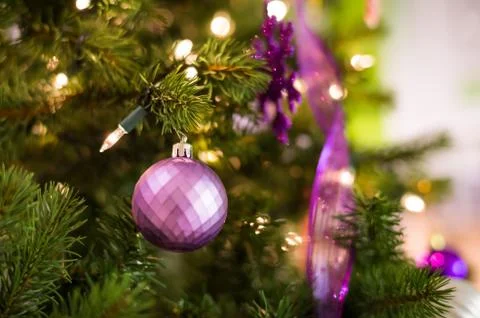 Christmas decorations on a tree Stock Photos