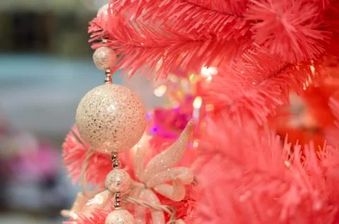 Christmas decorations on a tree Stock Photos