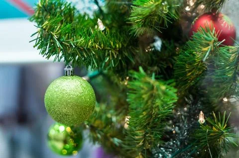 Christmas decorations on a tree Stock Photos