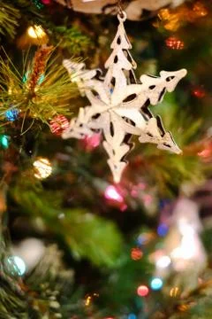 Christmas decorations on a tree Stock Photos