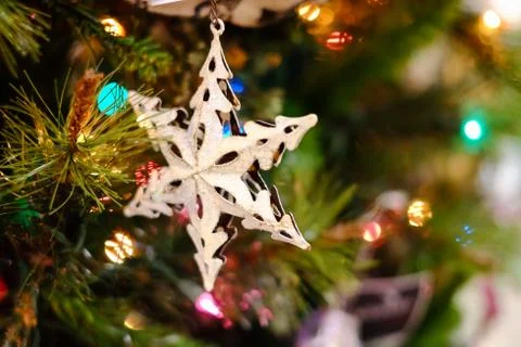 Christmas decorations on a tree Stock Photos