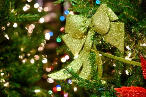 Christmas decorations on a tree Stock Photos
