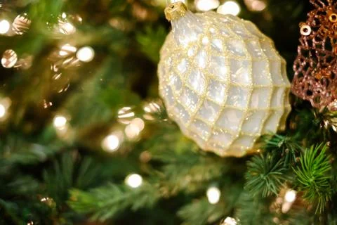 Christmas decorations on a tree Stock Photos