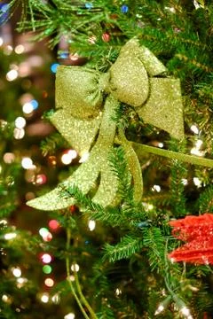 Christmas decorations on a tree Stock Photos