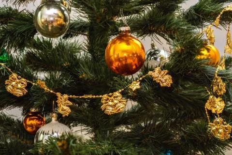 Christmas decorations on the tree. Stock Photos