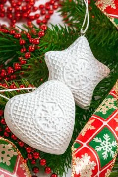 Christmas decorations on a tree Stock Photos