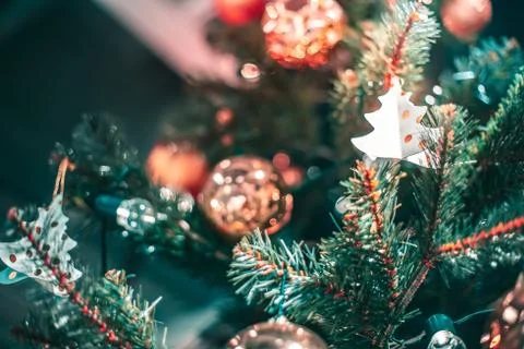 Christmas  decorations on tree Stock Photos